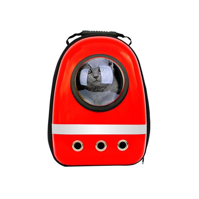 Astronaut Pet Cat Dog Puppy Carrier Travel Bag Space Capsule Backpack Breathable - Red / M